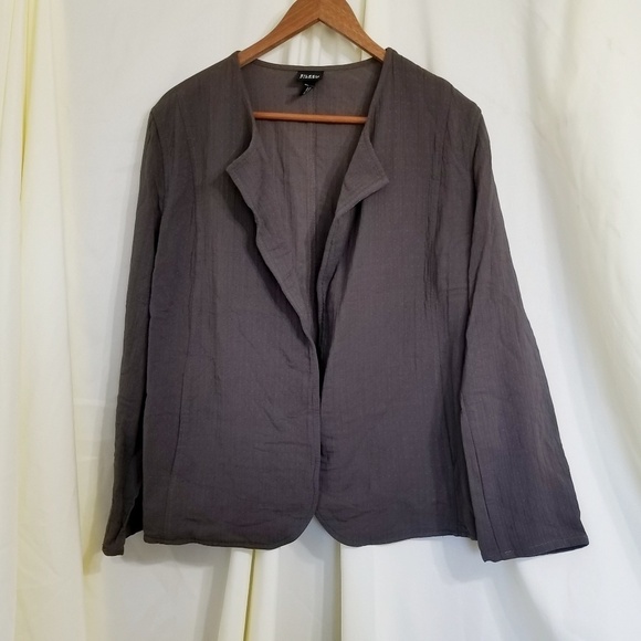 Eileen Fisher Gray Brown Open Front Blazer Medium - Picture 1 of 5